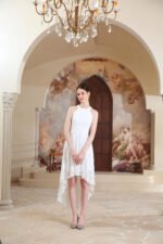 Novastelix Elegant Hi-Lo Halter Lace Wedding Guest Dress - Perfect for Formal Cocktail Parties & Bridesmaids - Image 2