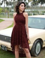 Novastelix Women's Halter Lace Hi-Lo Cocktail Dress for Weddings and Formal Events - Image 5