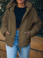 Novastelix Stylish & Cozy Women's Petite Hooded Puffer Jacket - Full Zipper & Pockets for Ultimate novastelix - Image 6