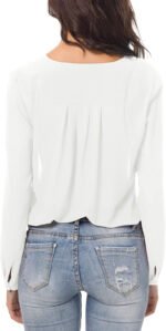 Novastelix Chic Women's V-Neck Ruffled Shoulder Chiffon Blouse - Stylish Button-Down for Business & Casual Wear - Image 6