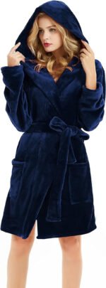Novastelix Cozy Women's Hooded Fleece Robe - Short Plush Spa Bathrobe for Luxurious novastelix and Warmth