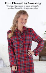 Novastelix Cozy Women's Long Plaid Flannel Nightgown for Ultimate novastelix - Image 3