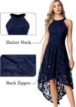 Novastelix Elegant Women's Halter Lace Hi-Lo Cocktail Dress - Perfect for Wedding Guests and Bridesmaids - Image 5