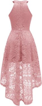 Novastelix Elegant Women's Halter Lace Hi-Lo Cocktail Dress - Perfect for Wedding Guests & Bridesmaids - Image 3
