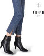 Novastelix Chic Women's Kitten Heel Ankle Booties with Pointed Toe, Stylish Metal Buckle, Dual Straps, and Convenient Side Zipper - Image 2